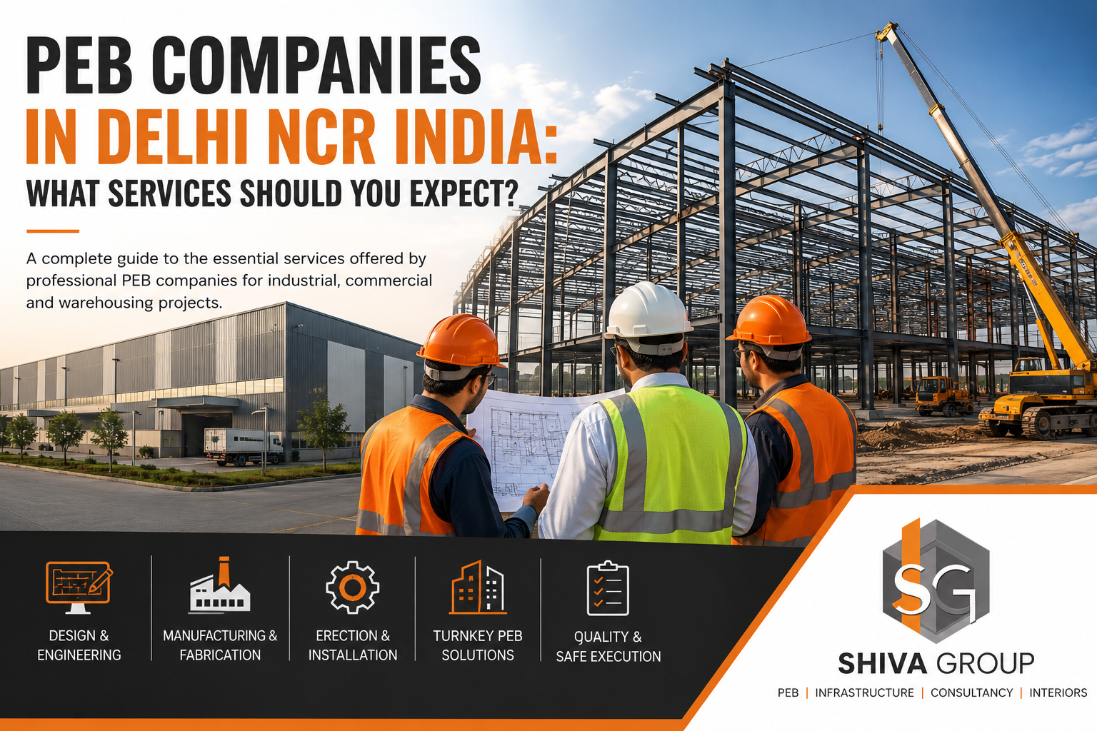 Pre Engineered Building company in Delhi NCR constructing an industrial warehouse